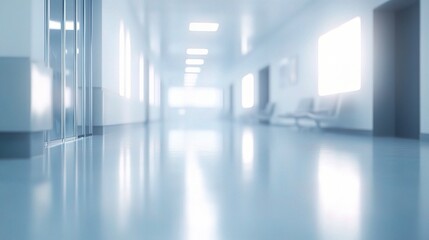 Modern Hospital Corridor with Bright Lighting