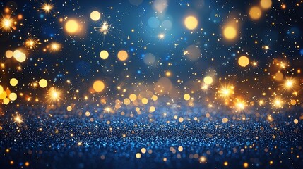 Obraz premium Sparkling Celebration: Deep Blue Background with Shimmering Lights