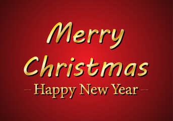 Felicitación de navidad y feliz año nuevo con árbol de navidad dorado con cintas en fondo de degradado rojo