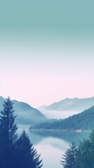 Obraz premium Serene Mountain Lake at Dawn - quiet peaceful instagram story background, nature border with empty space for text,