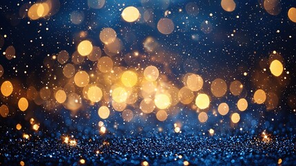 Fototapeta premium Sparkling Celebration: Deep Blue Background with Shimmering Lights