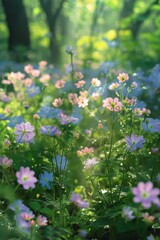 Obraz premium Beautiful Spring Flowers in Morning Dew with Soft Sunlight - crystal translucent flowers wallpaper phone