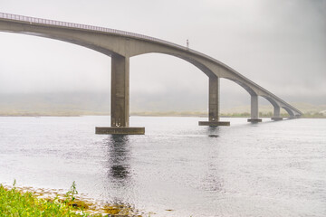 Bridge over fjord, Lofoten islands Norway