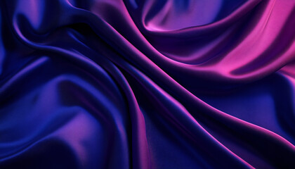 Fototapeta premium Close-up of flowing, luxurious silk fabric in rich colors like deep red or royal blue, creating a smooth and elegant texture