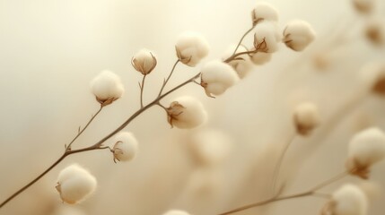 Soft cotton plant texture captured in high detail, perfect for a calming wallpaper or design element background