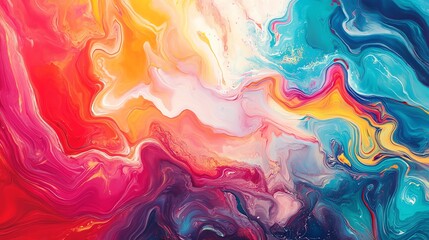 Obraz premium Abstract liquid art with colorful swirls.