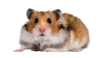 Cute hamster on white isolated background transparent