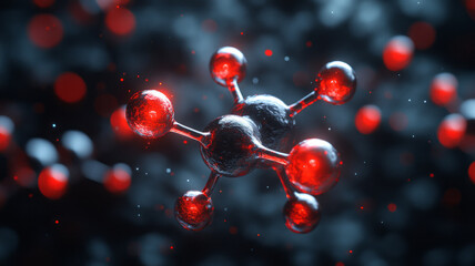A 3D model of the Ha O molecule, with accurate representation of the bonds and angles between hydrogen and oxygen atoms