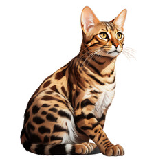 Bengal cat with striking spotted coat transparent