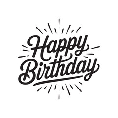 Happy Birthday Silhouette Vector With White Background