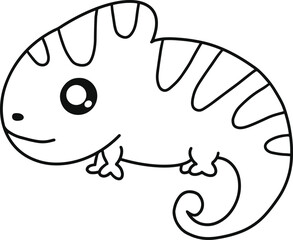 Cute Iguana Line Art