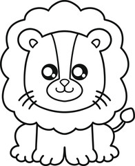 Cute Lion Line Art