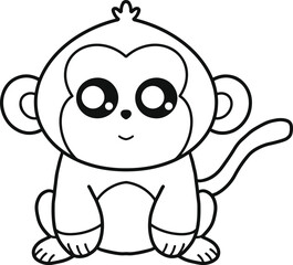 Cute Monkey Line Art