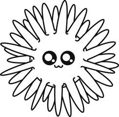 Cute Sea Urchin Line Art