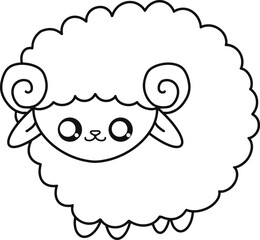 Cute  Sheep Line Art