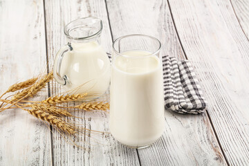Organic milk in the glass