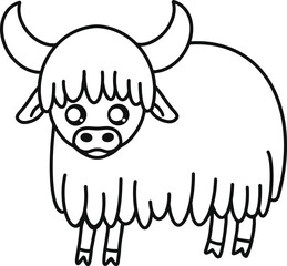 Cute Yak Line Art