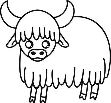 recommend clip art: Cute Yak Line Art