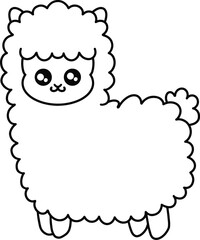 Cute Alpaca Line Art