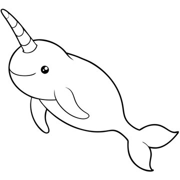 recommend clip art: Adorable Narwhal Line Art 