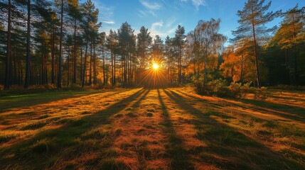 Obraz premium Sunny autumn day in the forest