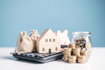 Concept of saving money for loan can help reduce debt when buy house or home, while understanding...
