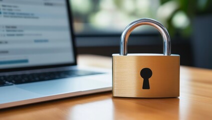 Padlock On Laptop, Symbolizing Data Security