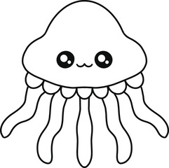 Cute Jellyfish Line Art