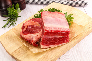 Raw beef rib for cooking