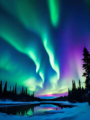 Aurora Borealis shining in the night sky