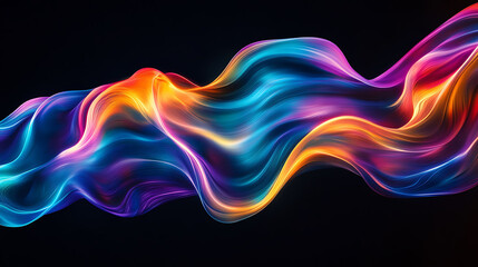Abstract colorful wave with a dark background.
