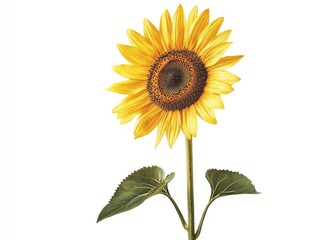 Fototapeta premium Yellow Sunflower on White Background