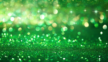 Obraz premium green Sparkling Lights Festive background with texture. Abstract Christmas twinkled bright bokeh defocused and Falling stars