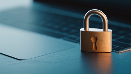Padlock On Laptop, Symbolizing Data Security