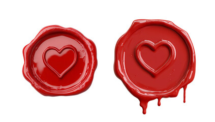 Heart shape wax seals, isolated background