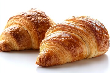 Isolated fresh croissant against a white backdrop. Generative Ai
