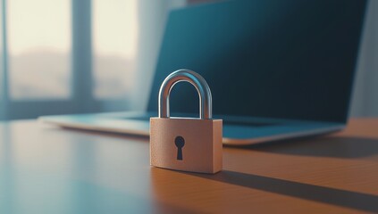 Padlock On Laptop, Symbolizing Data Security
