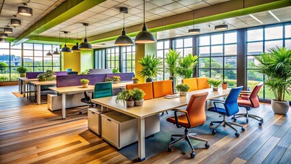 Fototapeta premium Reimagine office interiors with cutting-edge design concepts that enhance collaboration and creativity, creating