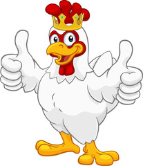 King Chicken Rooster Cockerel Bird Crown Cartoon