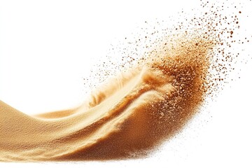 Naklejka premium Sand in flight on a white backdrop. Generative Ai