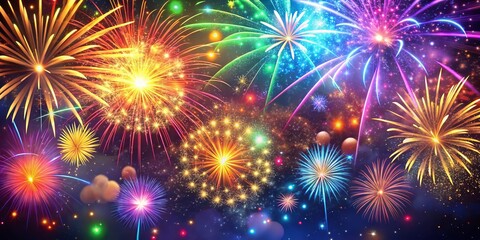 Ring in the New Year surrounded by breathtaking fireworks and shimmering confetti, creating a lively backdrop filled