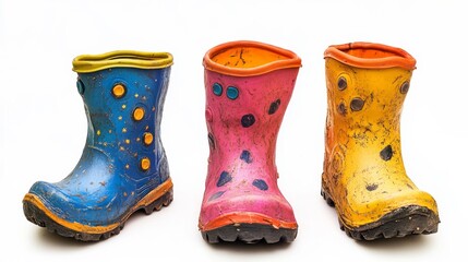 3 kids boots, rubber, cut