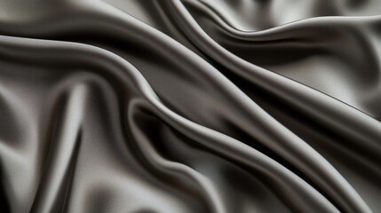 Obraz premium Abstract close-up of smooth, rippling fabric in a pale gray color.