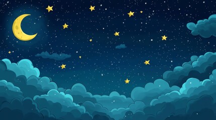 Obraz premium Starlit Symphony, Captivating Display of Stars and Clouds in the Night Sky