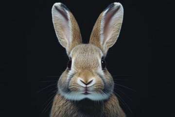 Obraz premium a close up photo of rabbit on black background
