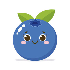 Obraz premium Blueberry Cute Cartoon Fruit Fresh Animation Kawaii Healthy Character 