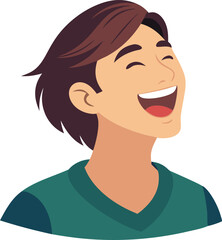 Boy laughing joyfully, symbolizing happiness, fun, and carefree moments