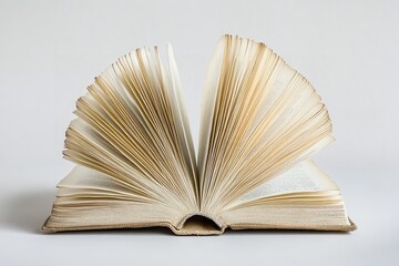Isolated open book on a white backdrop. Generative Ai