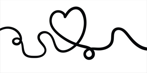 Minimalist abstract black continuous line design. Vector illustration