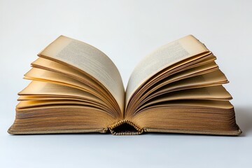 Obraz premium Isolated open book on a white backdrop. Generative Ai
